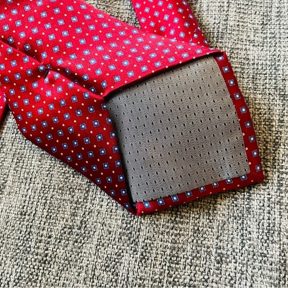 Raphael Roma Milano mens tie red 100% silk business formal wear holiday - Picture 9 of 10